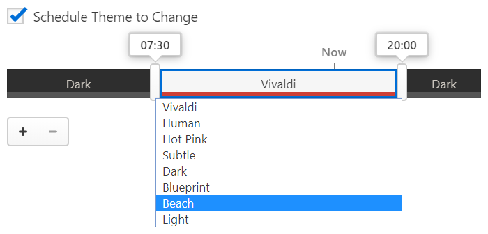 Theme scheduling settings