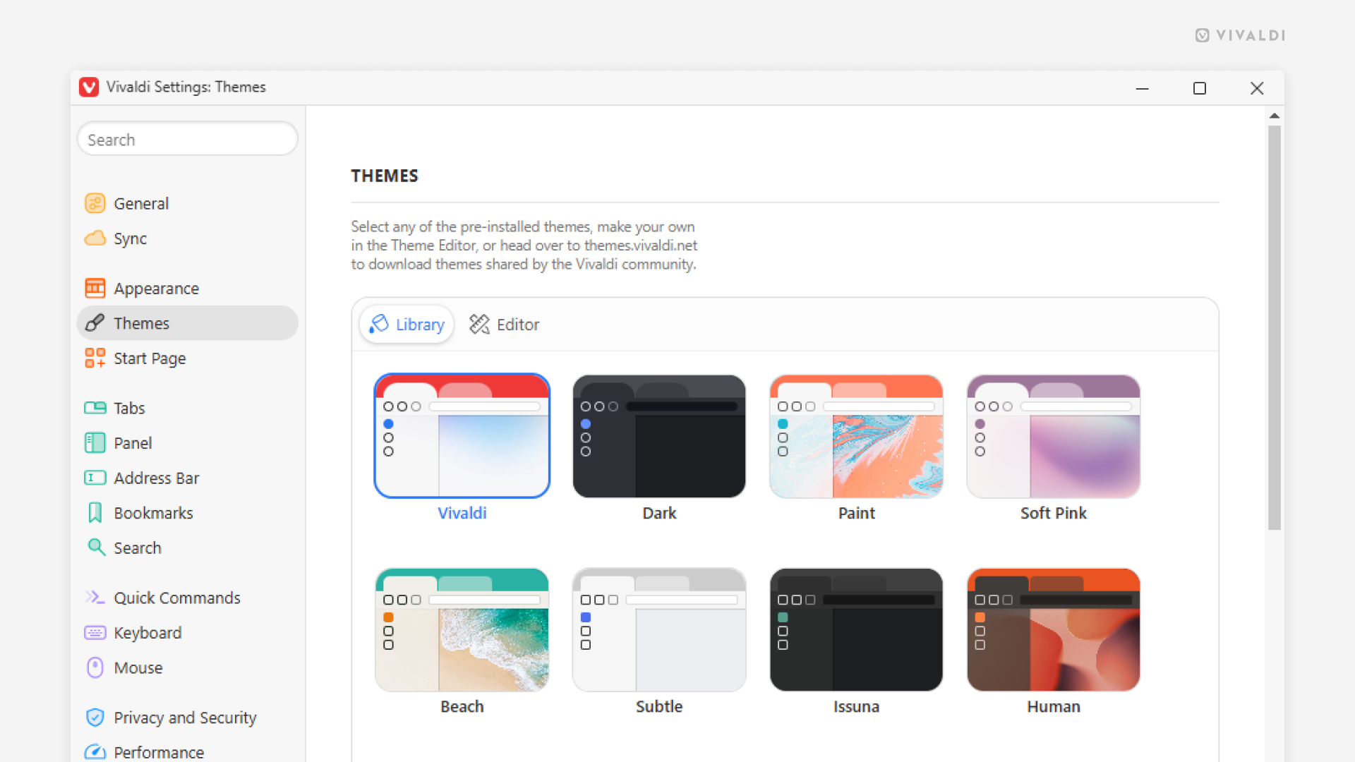 Themes | Vivaldi Browser Help