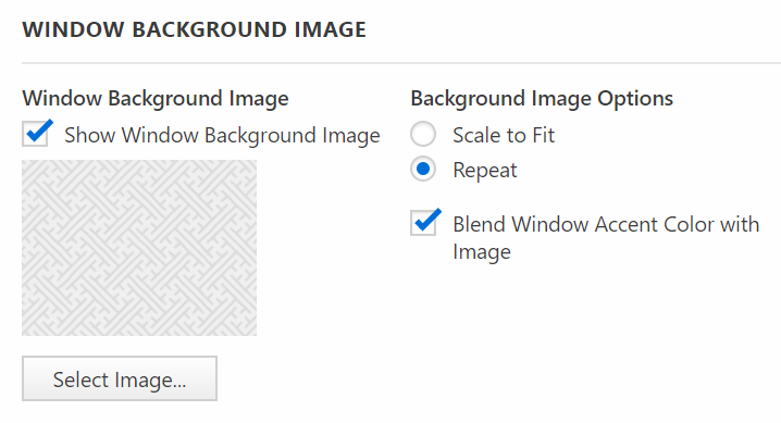 Window Background Image settings