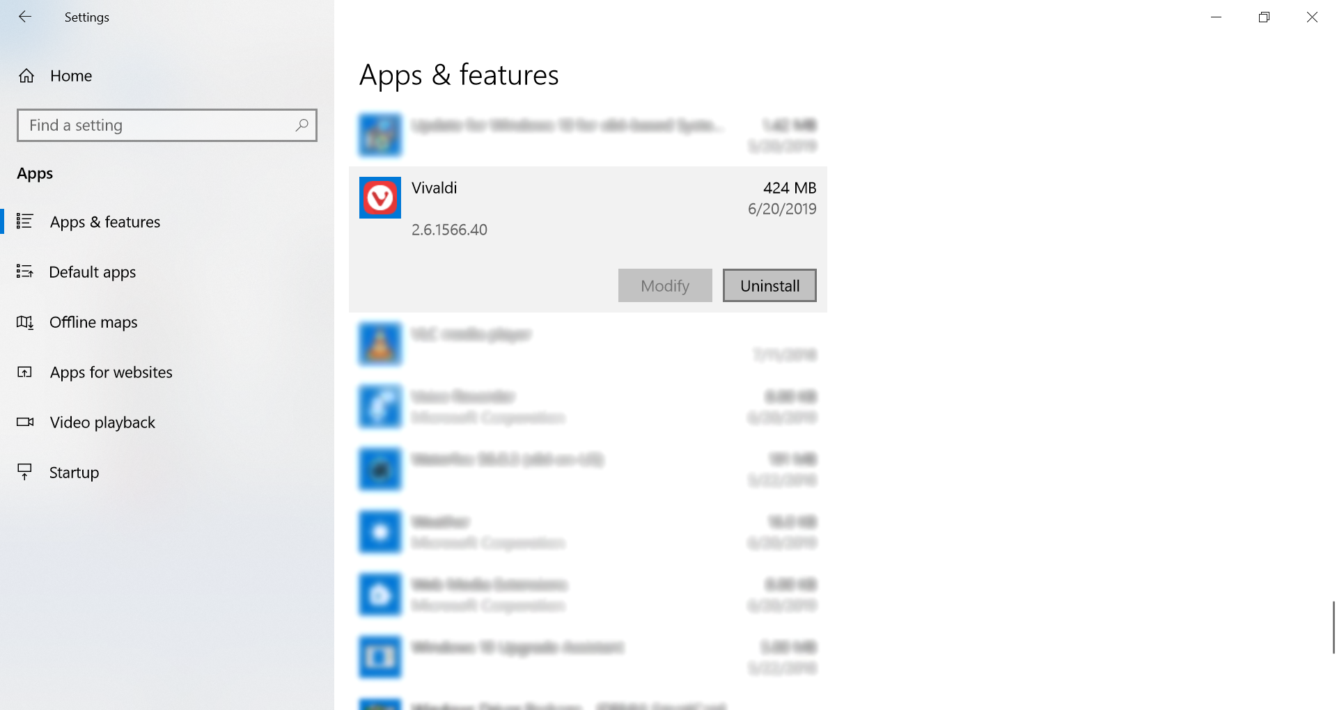 在 Windows 10 的新 UI 上卸载 V