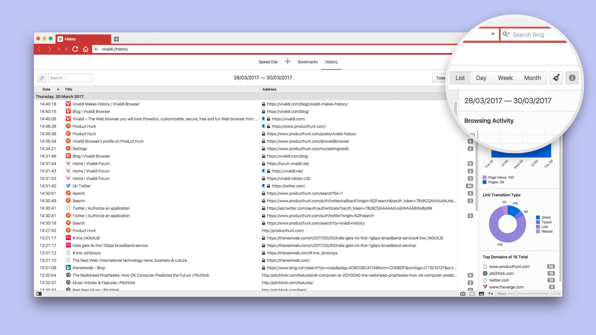 Clear browsing data in Vivaldi browser