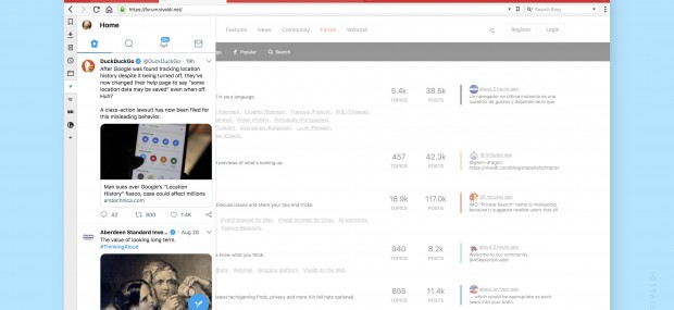 Web Panel in Vivaldi Web Panel in Vivaldi