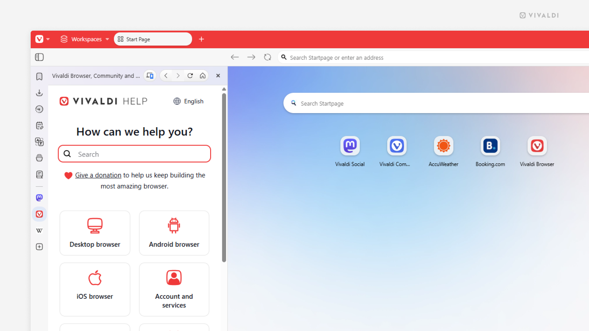 winorangeページ Paneles web | Vivaldi Browser Help