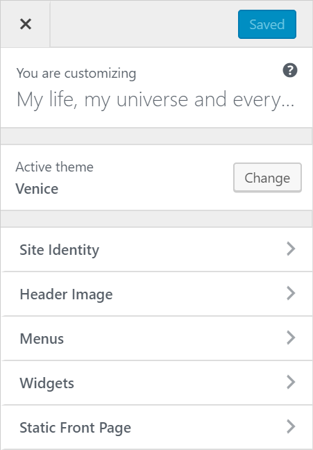 Blog customization menu