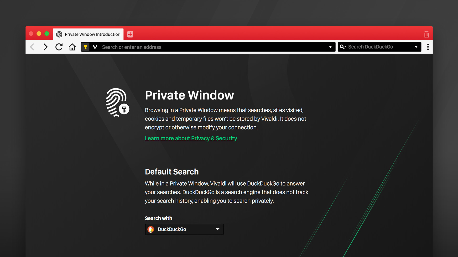 Private browsing in Vivaldi