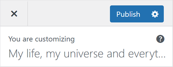 在自定义页面菜单中的发布和取消更改按钮。