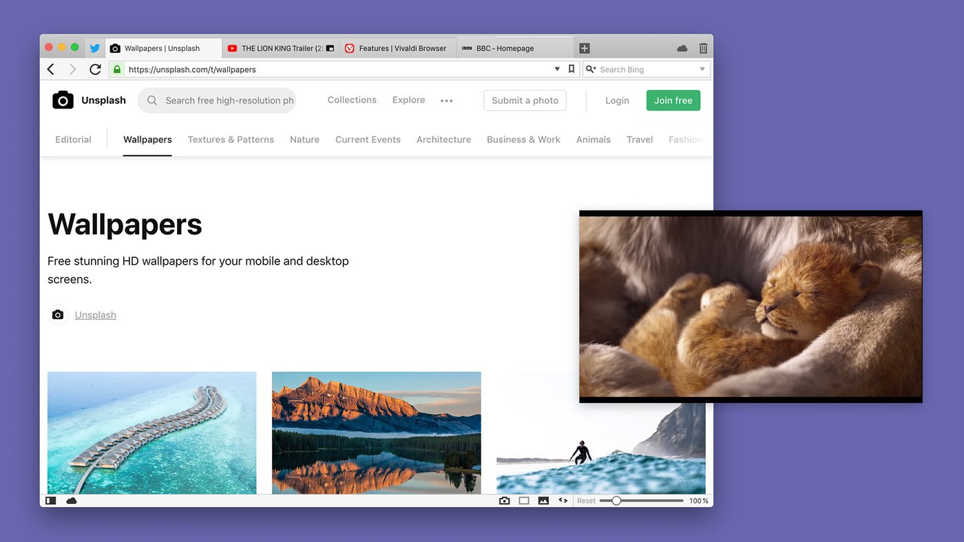 Откреплённое видео | Vivaldi Browser Help