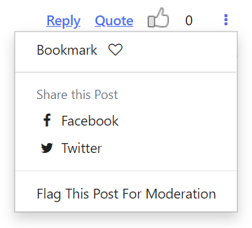 Bookmark or Flag a forum post menu