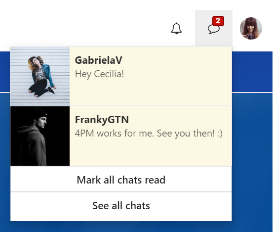 Unread chat message notifications