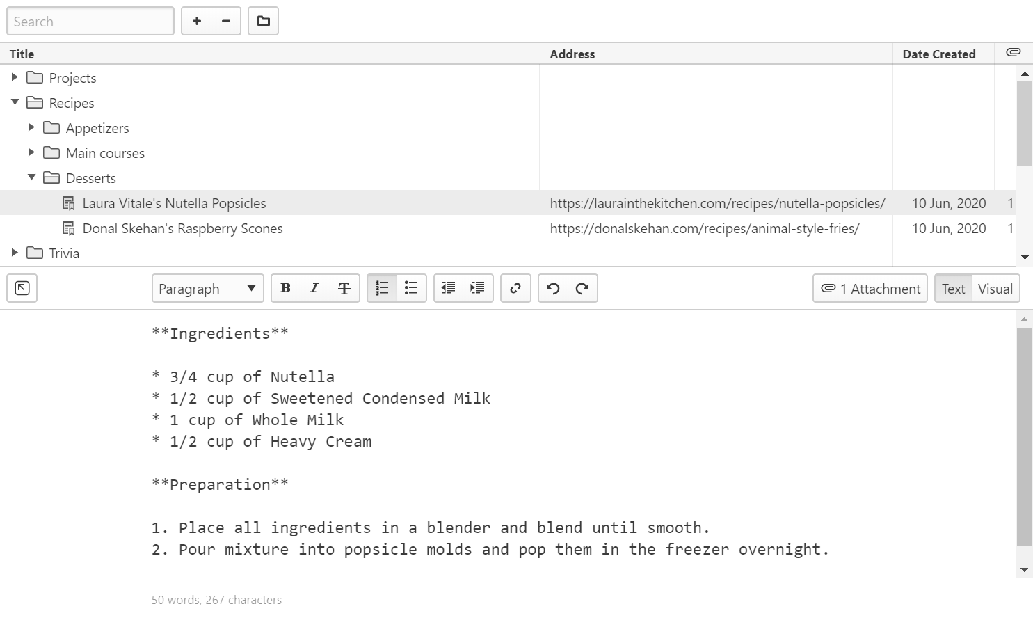 Plain text editor in Notes Manager