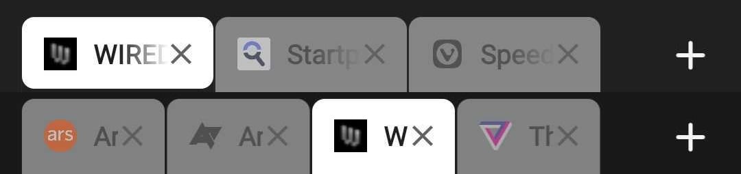 Tab Bar with close buttons enabled for background tabs.