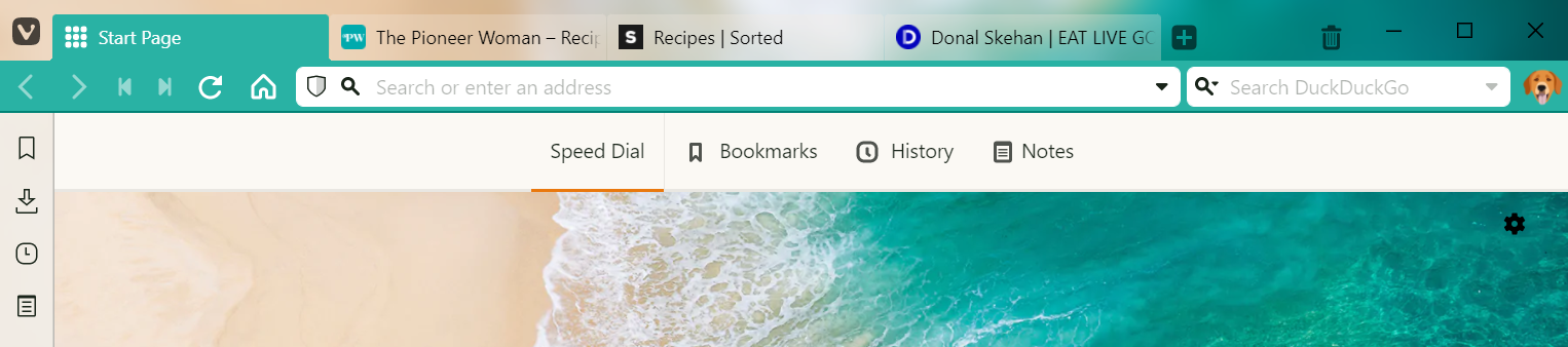 Window with Start Page's background image showing on the Tab Bar.