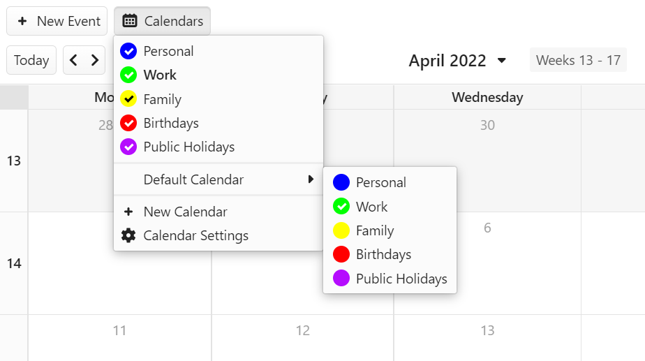 Calendar view options Vivaldi Browser Help