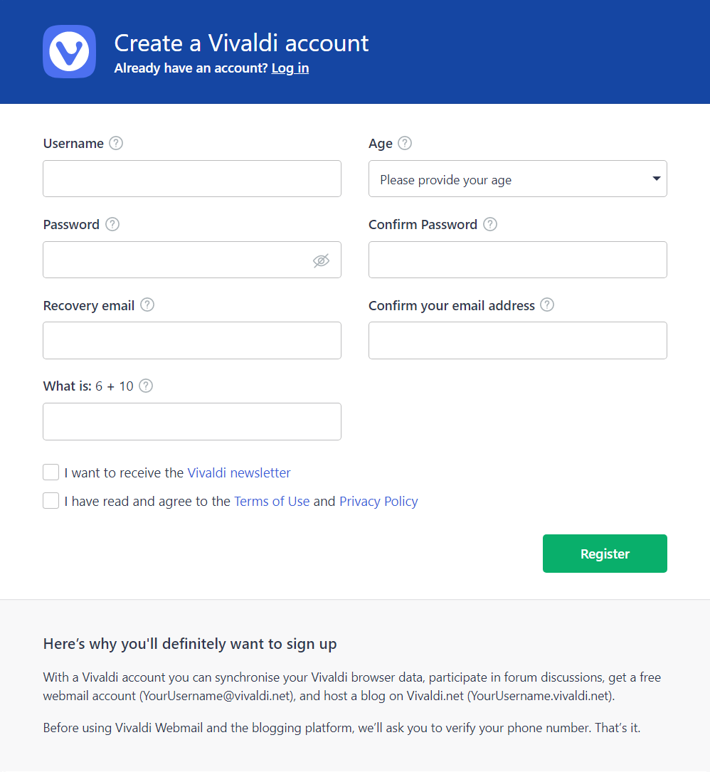 Create Account