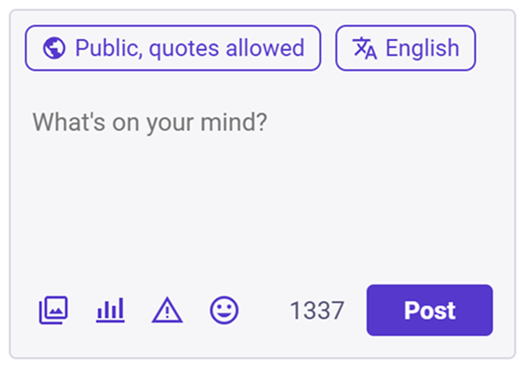 L’éditeur de message sur Vivaldi Social.