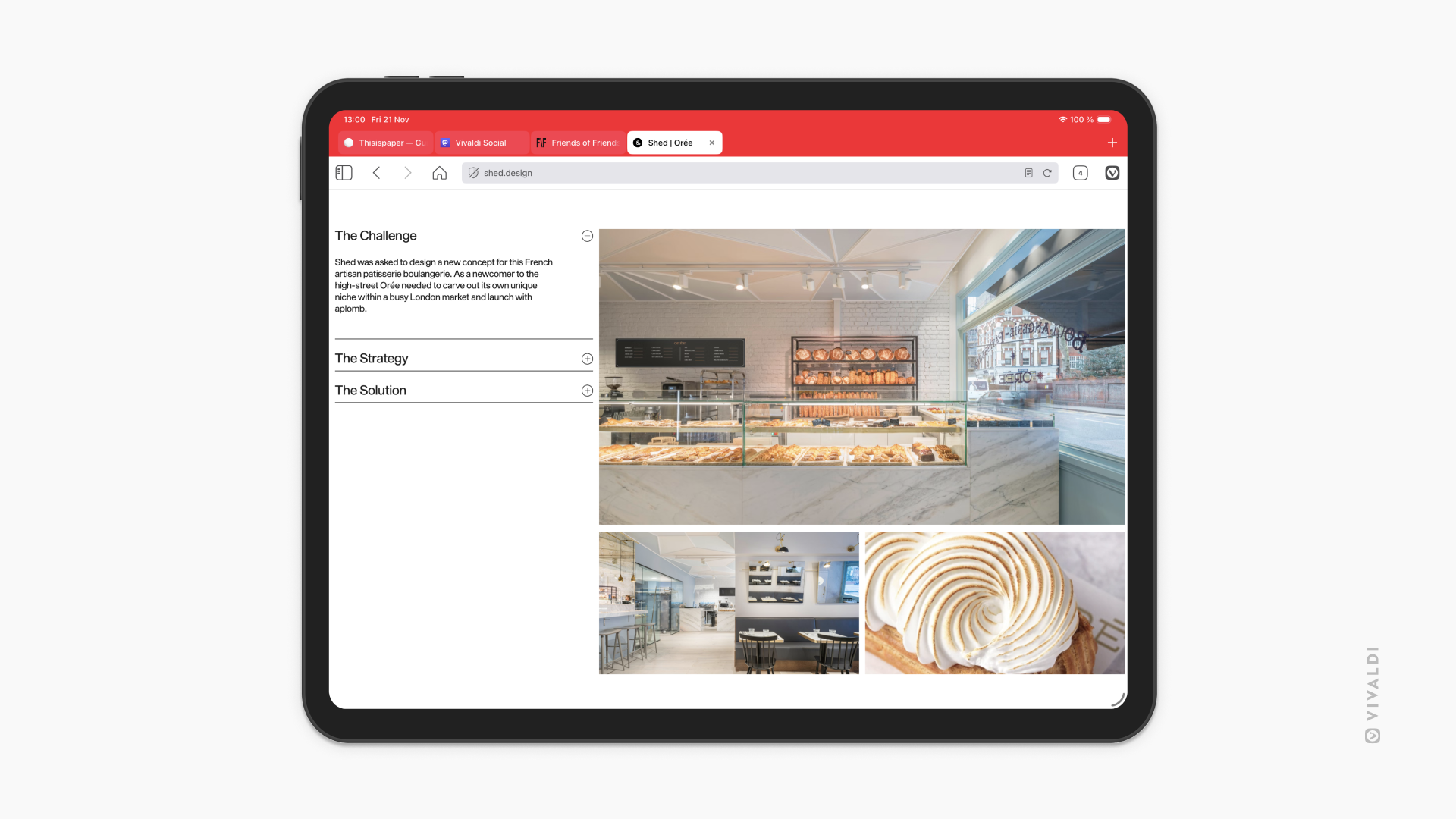 Vivaldi под iOS в пейзажен режим на iPad.