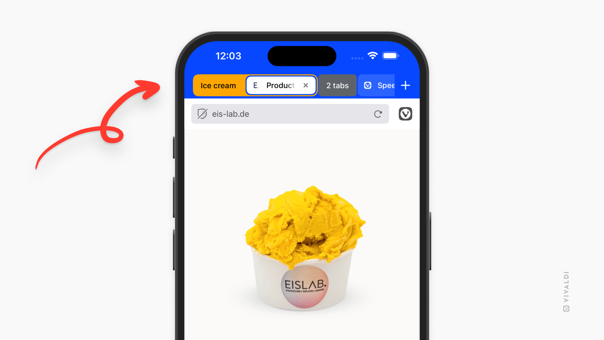 Stacked tabs in Vivaldi on iOS.
