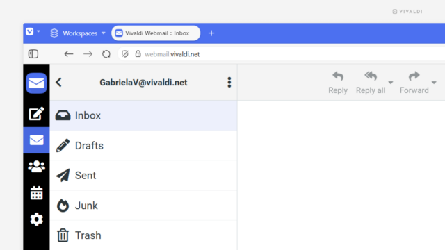 Vivaldi Webmail inbox open in Vivaldi browser.